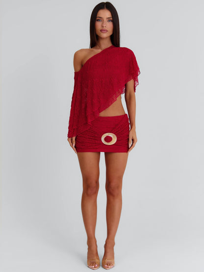 JILLIAN MINI SKIRT RED
