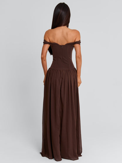 JUNIPIA MAXI DRESS CHOCOLATE