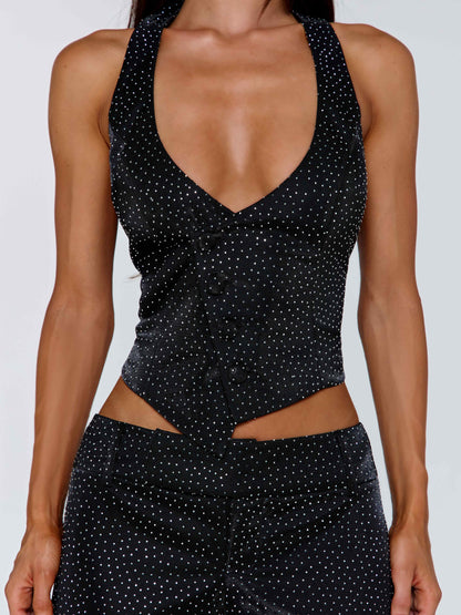 MARIAIS WAISTCOAT BLACK SPARKLE