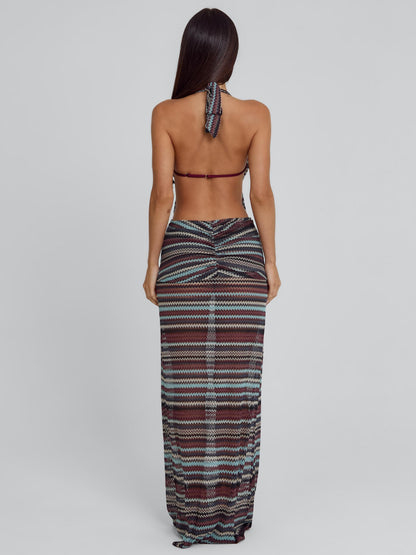 MIRAI MAXI DRESS BROWN STRIPE