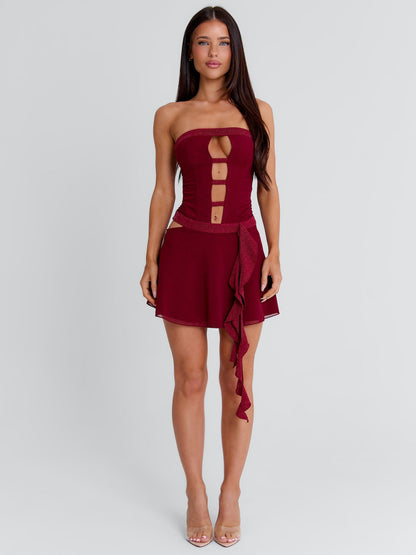 NINA MINI DRESS BURGUNDY