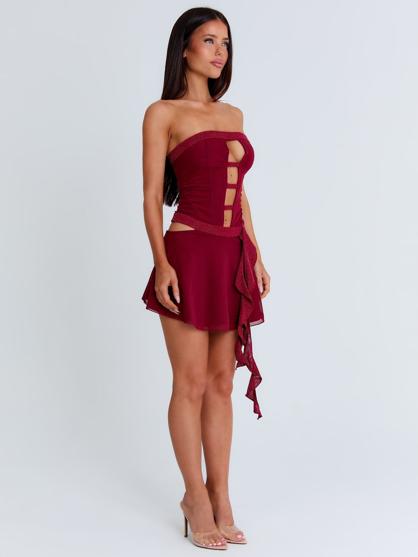 NINA MINI DRESS BURGUNDY