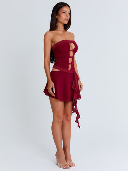 NINA MINI DRESS BURGUNDY