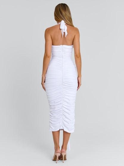 OMERY MIDI DRESS WHITE