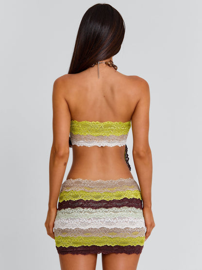 OSLO MINI SKIRT GREEN STRIPE