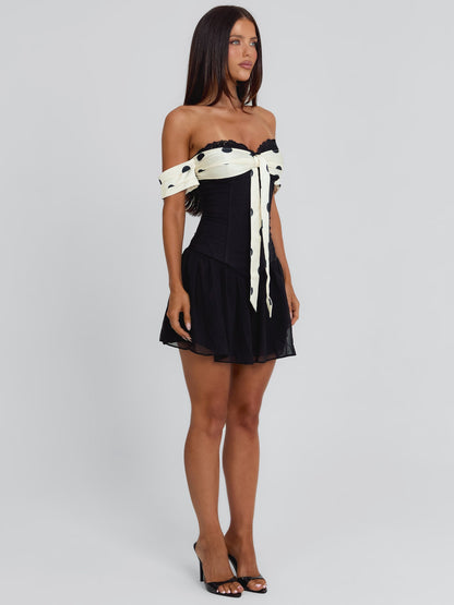 PRESLEY MINI DRESS BLACK POLKA DOT