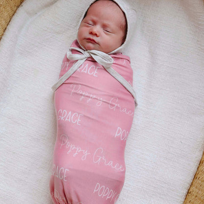 Personalized Baby Name Swaddle Blanket - Carnation