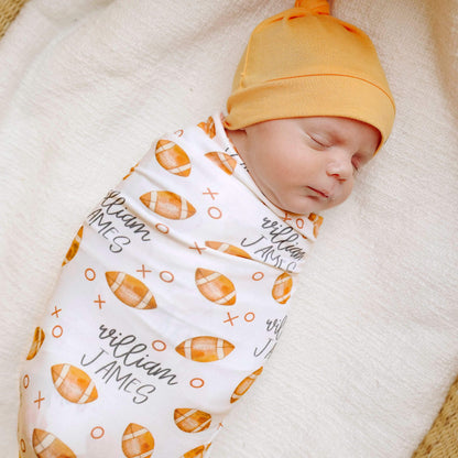Personalized Baby Name Swaddle Blanket - Football