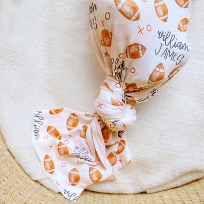 Personalized Baby Name Swaddle Blanket - Football
