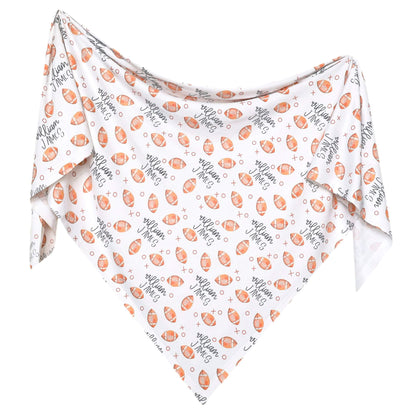 Personalized Baby Name Swaddle Blanket - Football