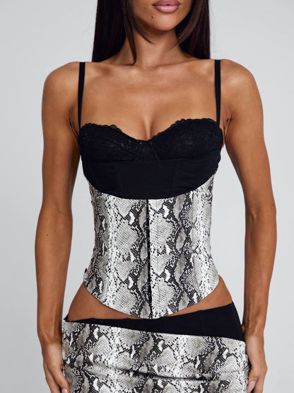 RAVELLE MIDI SKIRT SILVER SNAKE