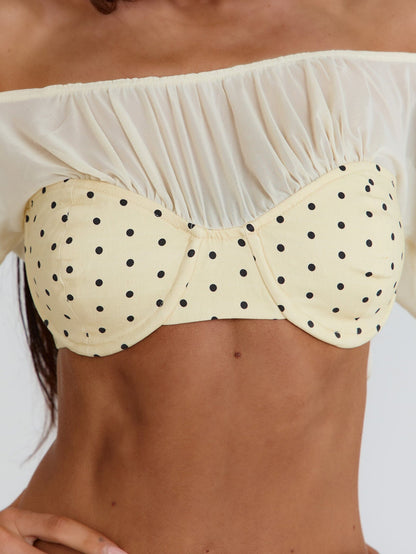 RIYA CROP TOP YELLOW POLKA DOT
