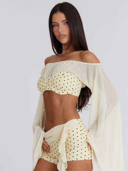 RIYA CROP TOP YELLOW POLKA DOT