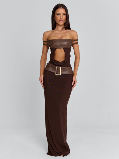 ROZIA MAXI DRESS BROWN