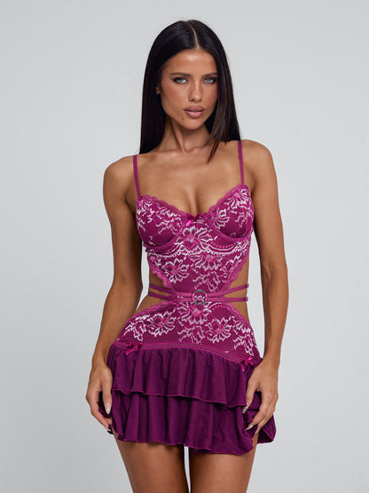 SANTANA MINI DRESS BURGUNDY