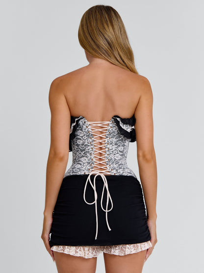 SOLARA PLAYSUIT CREAM BLACK