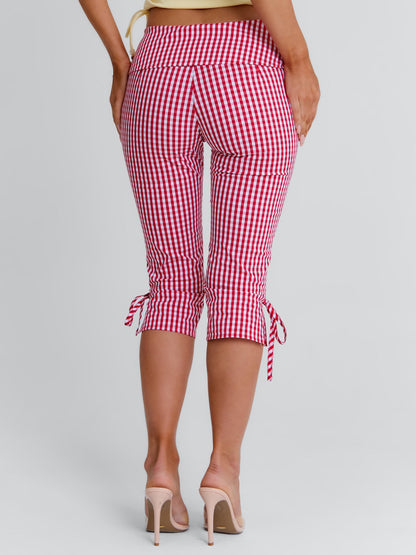 LENNIX CAPRI PANT RED GINGHAM