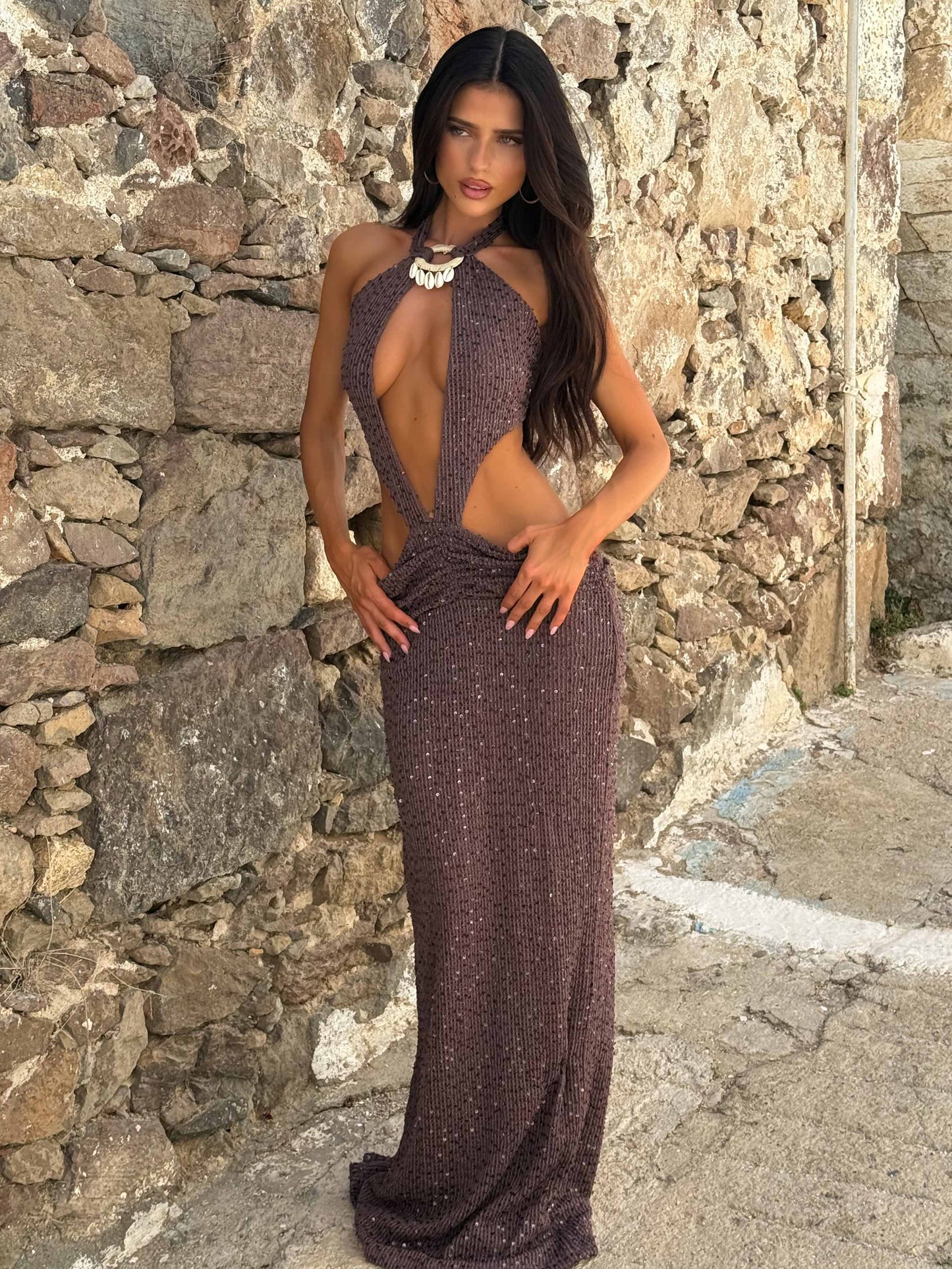 ULANI MAXI DRESS CHOCOLATE