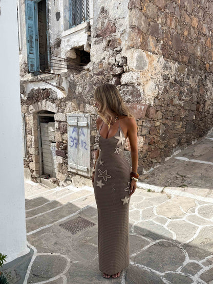 UMBRA MAXI DRESS TAN & WHITE