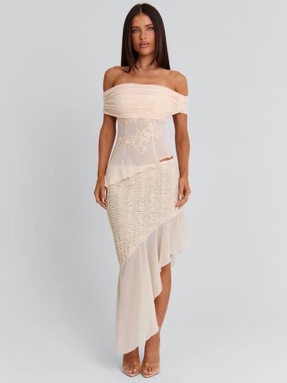 VICTOREA MIDI SKIRT CREAM