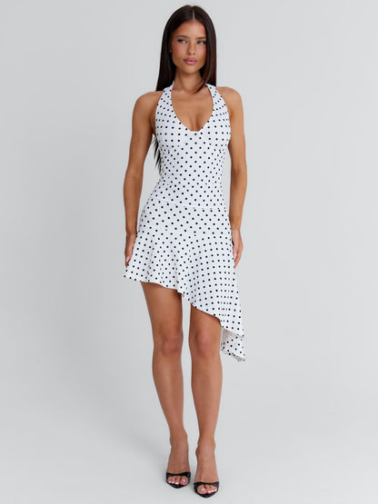 ZIVA MINI DRESS WHITE POLKA DOT