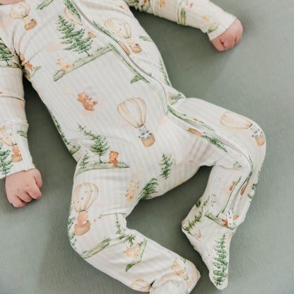 Bamboo Zip-Up Footie Pajama - Forest Explorer