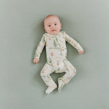 Bamboo Zip-Up Footie Pajama - Forest Explorer