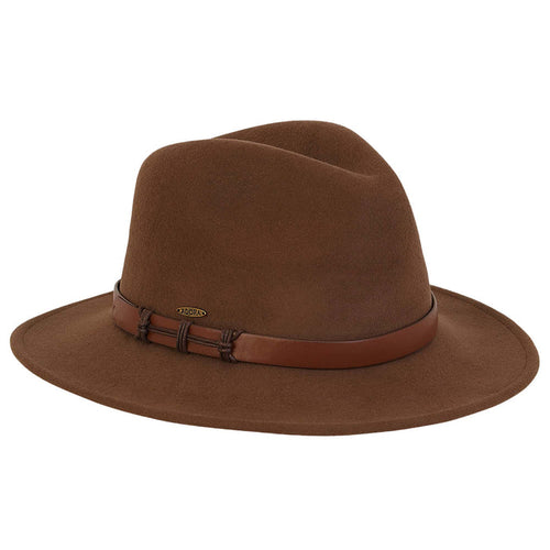Adora® Wool Hat - Brown Wool Felt Safari Hat with Leatherette Band Safari Hat Adora Hats AD1385C Brown OS