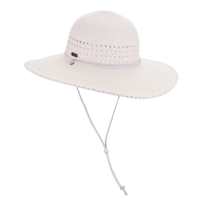 Airy Beach Hat with Chin Strap - Sun 'N' Sand Hats Wide Brim Sun Hat Sun N Sand Hats HH3433A Ivory M/L (58 cm)