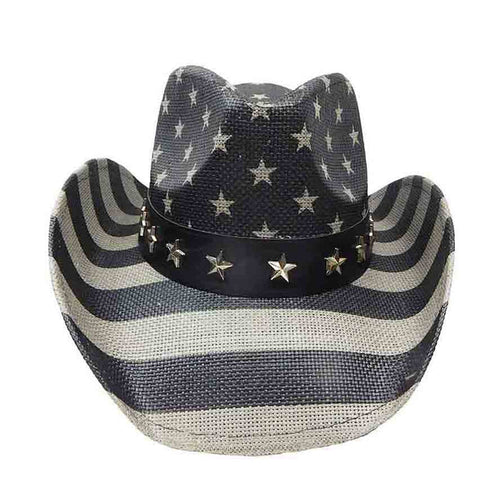 American Flag Cowboy Hat in Black and Grey for Small Heads - Milani Cowboy Hat Milani Hats KST-083 Black / Grey Small