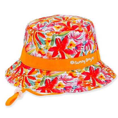 Artsy Reversible Bucket Hat for Petite Heads - Sunny Dayz Hats Bucket Hat Sun N Sand Hats HK375L Orange M/L (55 cm)