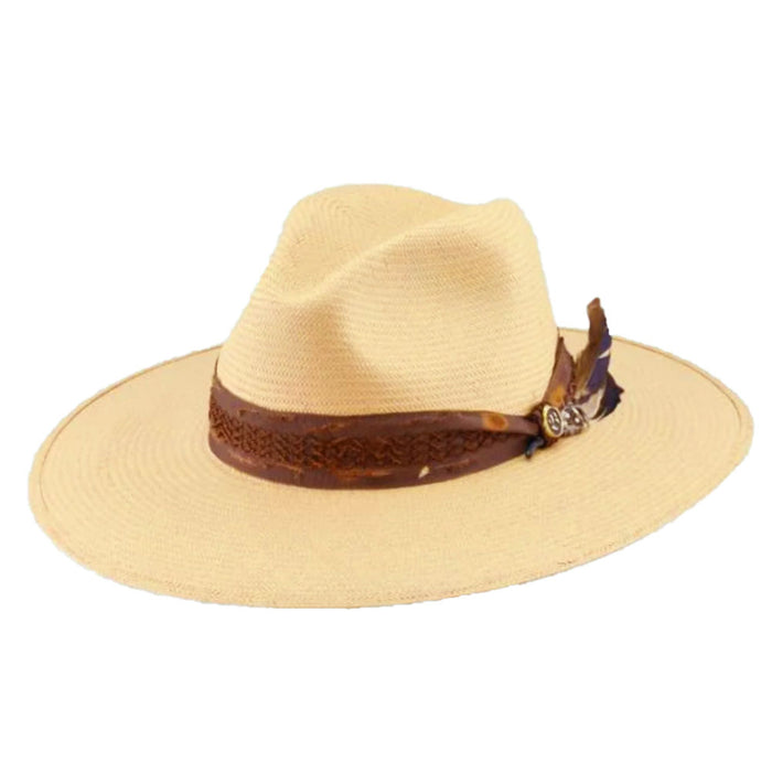 Aston Handwoven Shantung Flat Brim Hat - Biltmore USA Safari Hat Biltmore Hats BS344FASTN3437LG Toast Large (59 cm)