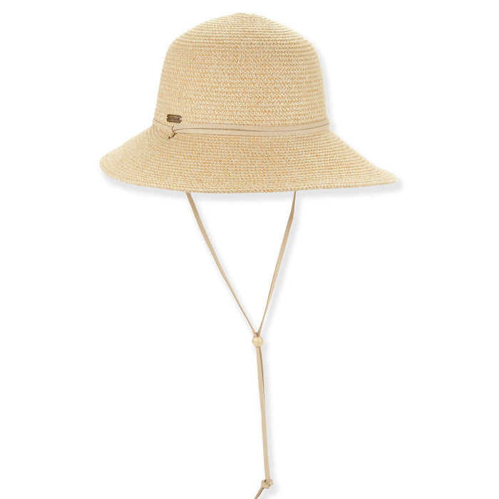 Asymmetrical Brim Sun Hat with Chin Strap - Sun 'N' Sand Hat Wide Brim Hat Sun N Sand Hats HH3478A Natural Medium (57 cm)