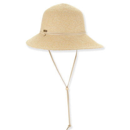Asymmetrical Brim Sun Hat with Chin Strap - Sun 'N' Sand Hat Wide Brim Hat Sun N Sand Hats HH3478A Natural Medium (57 cm)