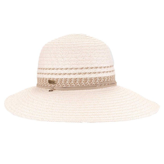 Asymmetrical Wide Brim Sun Hat with Chin Strap - Sun 'N' Sand Hat Wide Brim Hat Sun N Sand Hats