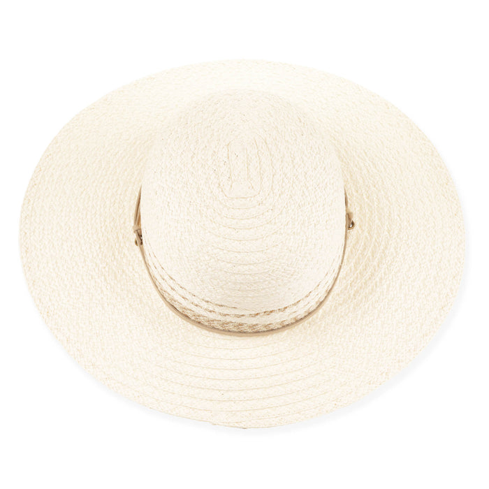 Asymmetrical Wide Brim Sun Hat with Chin Strap - Sun 'N' Sand Hat Wide Brim Hat Sun N Sand Hats