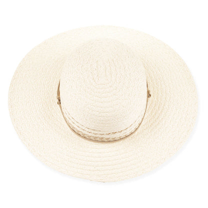 Asymmetrical Wide Brim Sun Hat with Chin Strap - Sun 'N' Sand Hat Wide Brim Hat Sun N Sand Hats
