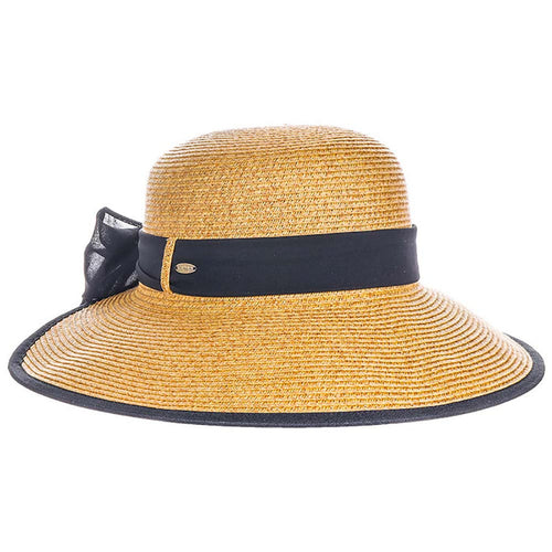 Backless Straw Hat with Chiffon Bow - Scala Hats Facesaver Hat Scala Hats