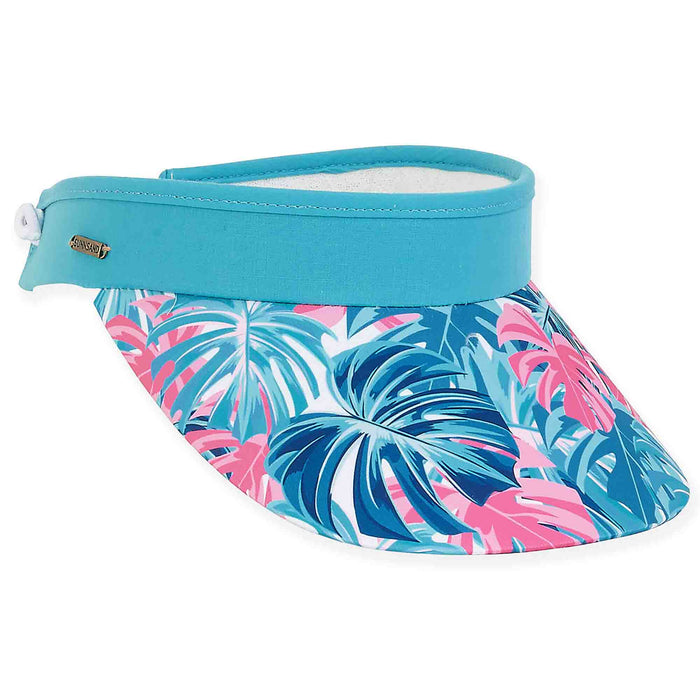 Belize Tropical Sun Visor with Coil - Caribbean Joe® Visor Cap Caribbean Joe HCJ373 Turquoise
