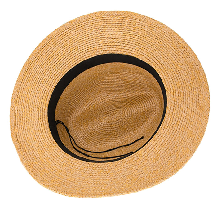 Belted Fine Braid Summer Fedora Hat - Boardwalk Style Safari Hat Boardwalk Style Hats
