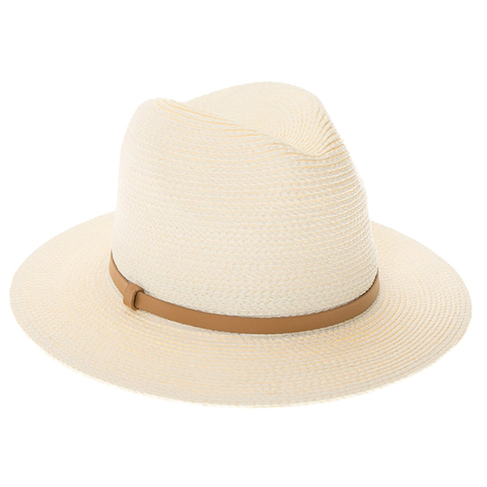 Belted Fine Braid Summer Fedora Hat - Boardwalk Style Safari Hat Boardwalk Style Hats DA8101-IVO Ivory M/L (58 cm)