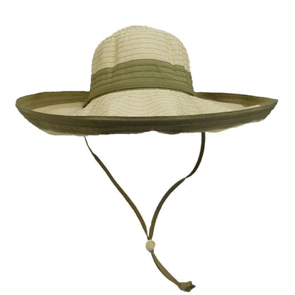 Big Brim Two Tone Ribbon Sun Hat - Scala Collection Hats Wide Brim Hat Scala Hats WSPR292IV Ivory