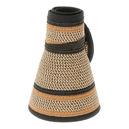 Black and Brown Heathered Wrap Around Roll Up Sun Visor Hat - Boardwalk Style Visor Cap Boardwalk Style Hats
