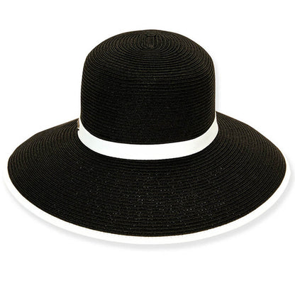 Black and White Backless Facesaver Hat - Sun 'N' Sand Hat Facesaver Hat Sun N Sand Hats HH1360B Black OS (57 cm)