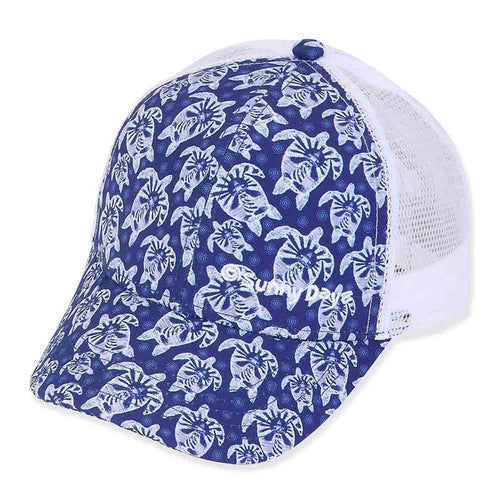 Blue Turtle Trucker's Cap for Small Heads - Sunny Dayz Petite Hats Cap Sun N Sand Hats HK497 Blue XS / S (52-54 cm)