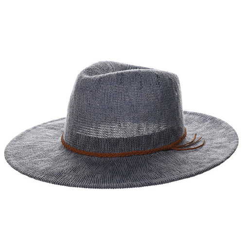 Boucle Knit Safari Hat with Braided Band - Scala Hats Safari Hat Scala Hats LC835-DENIM Denim OS