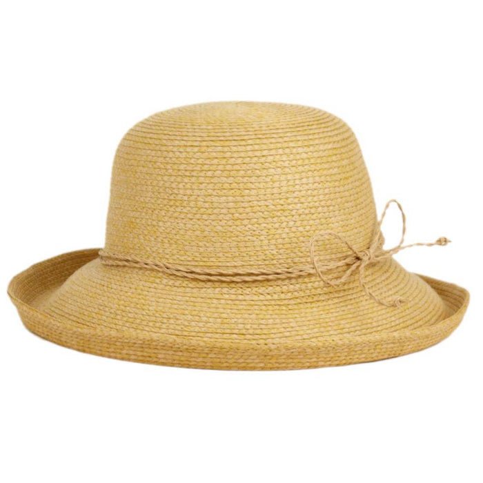 Braid Straw Up Turned Brim Summer Hat - Angela & William Hats Kettle Brim Hat Epoch Hats CL6042-PK Brown M/L