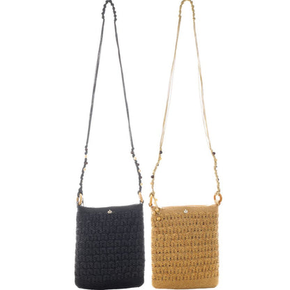 Braided Straw Cross Body with Wax Cord Handle - Cappelli Straworld Bags Bags Cappelli Straworld