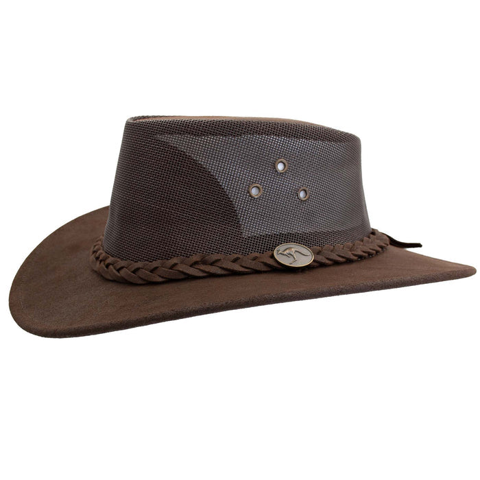 Bushie Genuine Cattle Leather Mesh Crown Cooler Hat - Red Rock Hats Safari Hat Red Rock Hats
