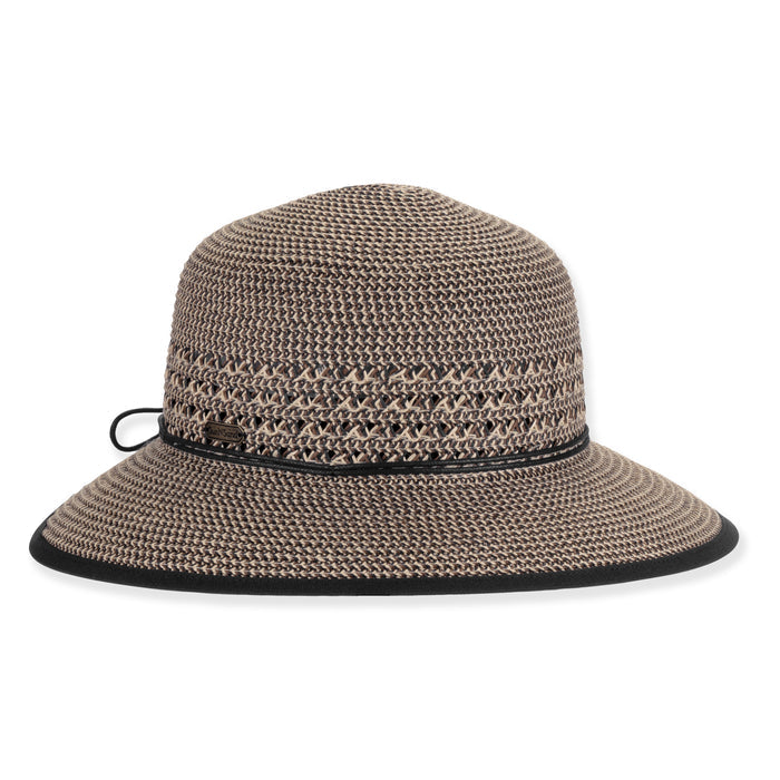 Butterfly Split Brim Braided Straw Summer Hat - Sun 'N' Sand Hats Facesaver Hat Sun N Sand Hats HH3483B Brown OS (58 cm)
